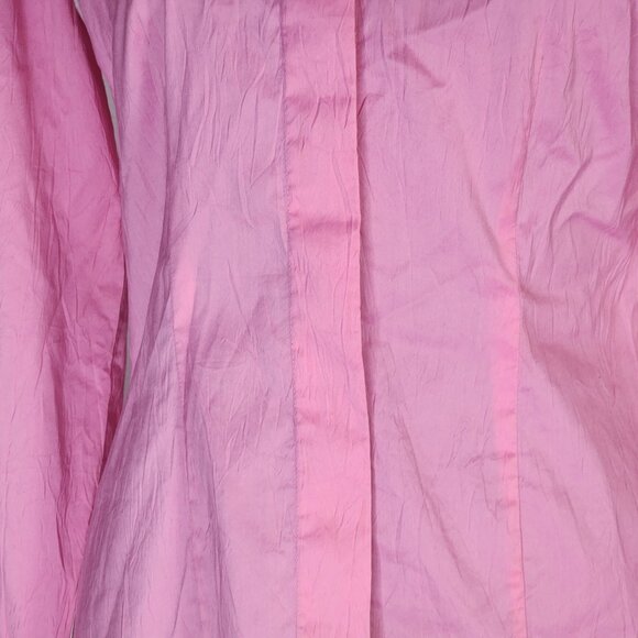 Farinaz Taghavi Pink Imported Cotton Poly Fancy Cuff LS Button Up Dress Top Sz 2 - Picture 6 of 16